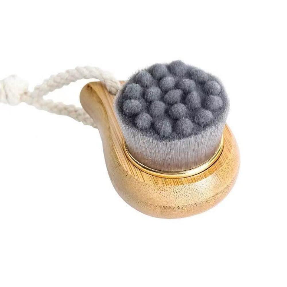 ShuaiXiang Wooden Handle Wash Face Brush, Deep Cleansing Massage Scrubber, Soft Fiber Facial Cleansing Brush, Home Use Skin Care Tool(03)