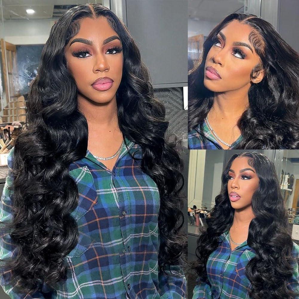 Tuneful Tuneful 13x6 Body Wave Lace Front Wigs Human Hair Pre Plucked 220% Density 13x6 HD Transparent Lace Frontal Wigs Human Hair 26 Inch Glueless Human Hair Lace Front Wigs for Women