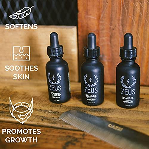 ZEUS ZEUS Natural Beard Oil, Premium Conditioning Beard Oil to Soften Beard & Mustache – MADE IN USA (Sandalwood) 1 oz.