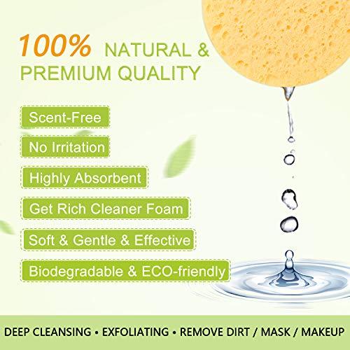 BAWESO Facial Sponges - 100% Natural Compressed Cellulose Puff, Reusable Bigger / Thicker (3"15/0.4") Face Deep Cleansing and Soft Exfoliating Spa Pads 20Pcs