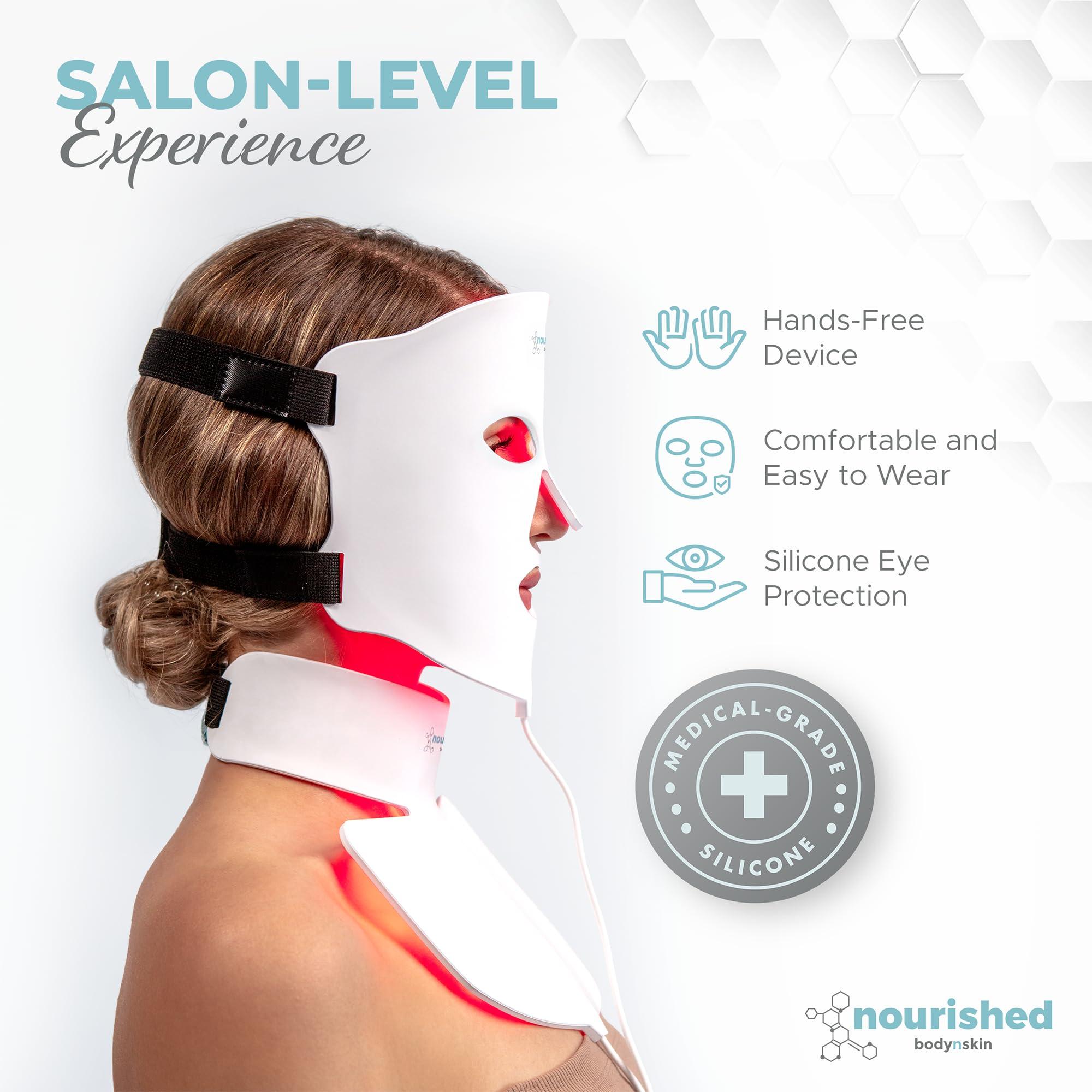 Nourished Bodynskin Nourished Bodynskin LED Light Therapy Face & Neck Mask - Facial Skin Care Device - 7 Colors Red & Blue - Rejuvenation, Anti-aging Product for Wrinkles