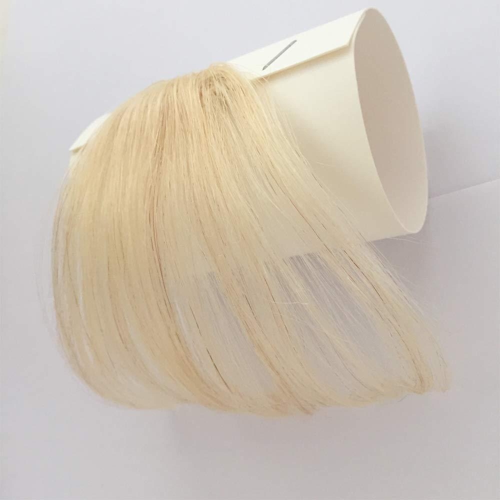 RemeeHi 3D Light Fringe Human Hair 613# Blonde Straight Bangs Clip in Forehead Topper no Temple