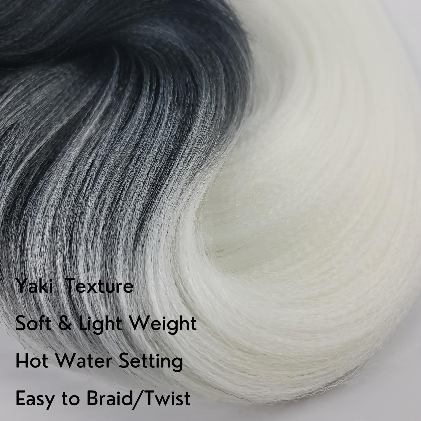 Gozill Ombre Platinum Blonde Braiding Hair Pre Stretched Box Braids Hair Extension 26 Inch Black Platinum Blonde Hair for Braiding(Pack of 3)