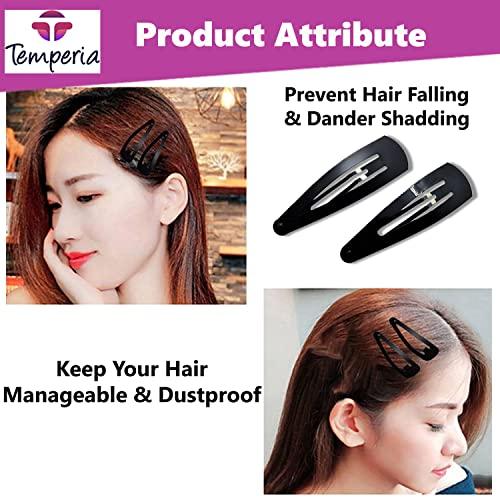 Temperia TEMPERIA Tic Tac Hair Clips for Girls (Pack of 36pcs) (5cm) (Matte Black) - Tik Tak Pins for Women