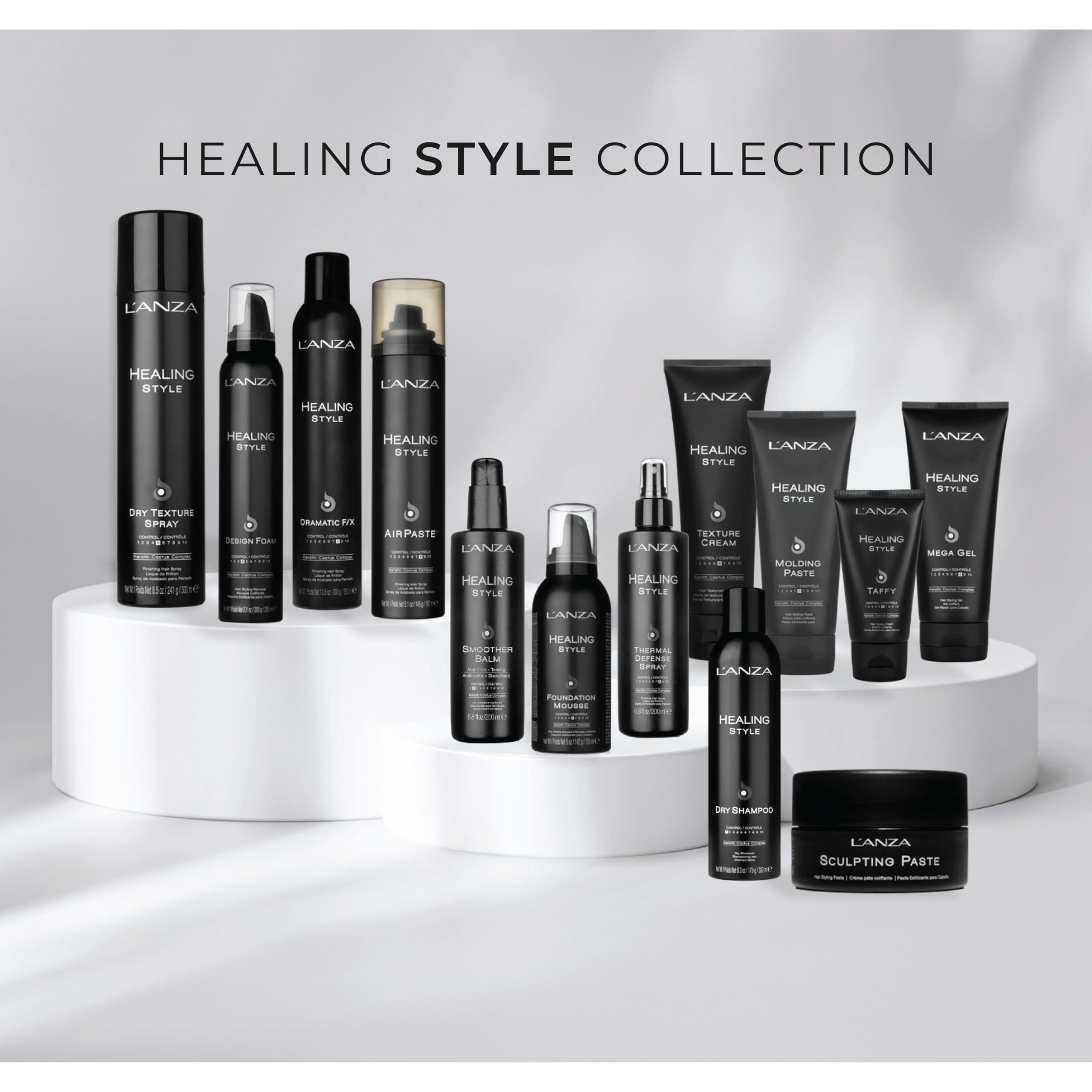 LANZA L\'ANZA Healing Style Smoother Balm, New & Improved Keratin Hair Treatment & Hair Straightener Serum, Heat Protection & Anti Frizz Hair Product, Luxury Hair Care for Curly Frizzy Hair (6.8 Fl Oz)