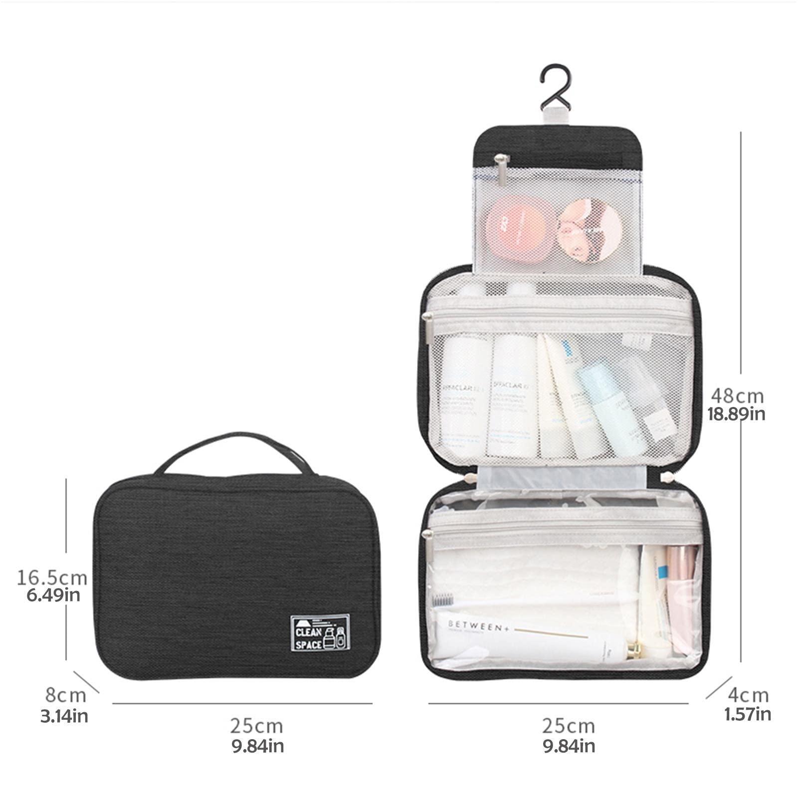 Gooddyiyukey Gooddyiyukey Hanging Travel Toiletry Kit,10\" X 6.5\" Travel Makeup Bag,Large Capacity Portable Foldable Travel Bag for Toiletries,Water-Resistant Travel Cosmetic Bag,Travel Accessories