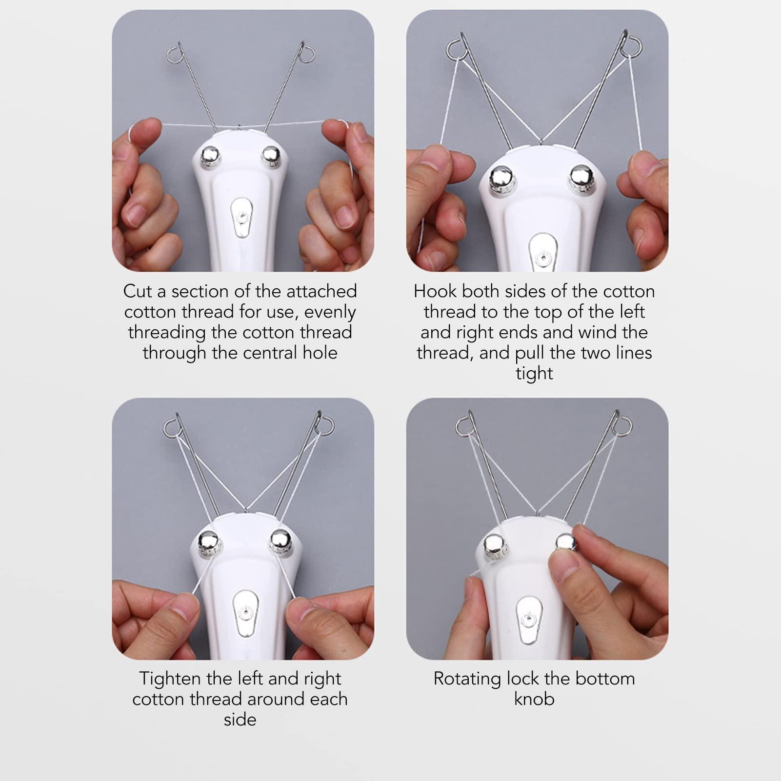 Ayayu Facial Threading Hair Removal, USB Charging Electric Cordless Threader Machine with LED Light, Handheld Ladies Face Cotton Epilator for Chin Lip Arm, Women Men