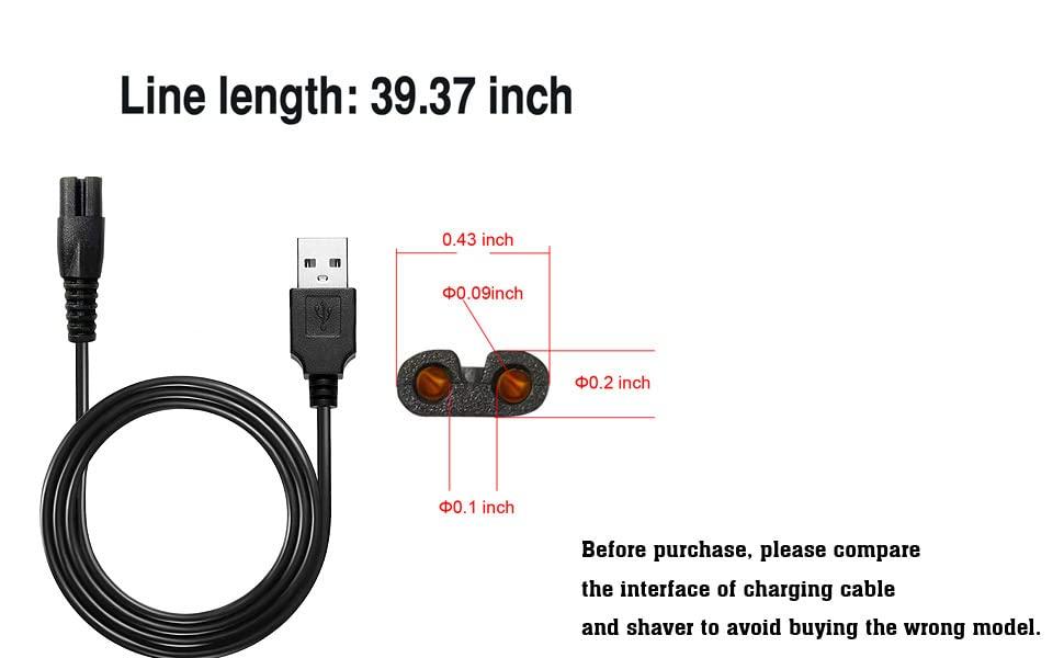 WAHFOX WAHFOX Universal Head Shaver Charger Cord USB Cable Compatible with Skull Shaver Pitbull and Mainstream Shaver Brands(USB Charger)
