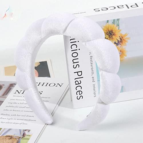 VANYCIG Mimi and Co Spa Headband for Women, Sponge Spa Headband for Washing Face, Makeup Headband Skincare Headband Puffy Spa Headband, Terry Towel Cloth Fabric Head Band for Skincare, Makeup Removal (White)