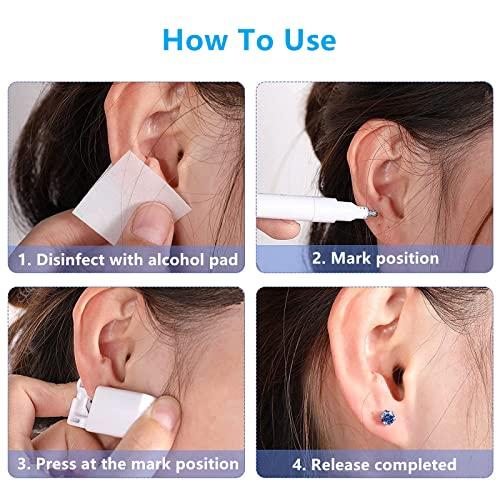 HYJLPAF HYJLPAF Ear Piercing Kit 2 Pack Self Ear Piercing Gun, Disposable Ear Pearcings Kit with 14 Piece Earring Studs Safety Ear Piercing Gun Kit Tool