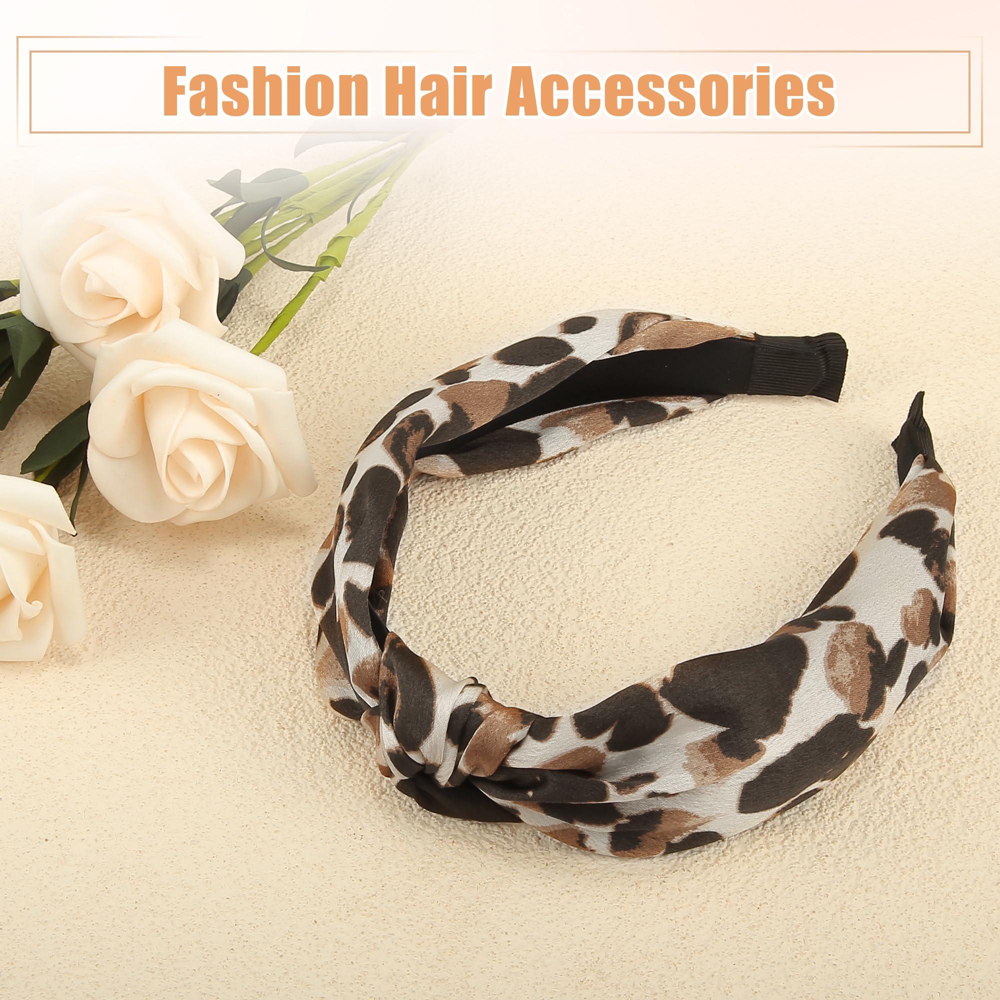 VOCOSTE VOCOSTE Leopard Headband, Top Knot Cheetah Headband, Leopard Print Headbands, Knotted Headbands Elastic Hair Accessories for Girl Caramel Colour