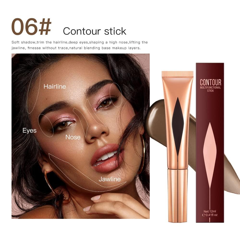 Spdoo Concealer Stick,Contour Stick Makeup Liquid Highlight and Contour Wand,Cream Contour Stick with Soft Cushion Applicator,Foundation Highlight Makeup Bronzer Stick for Face