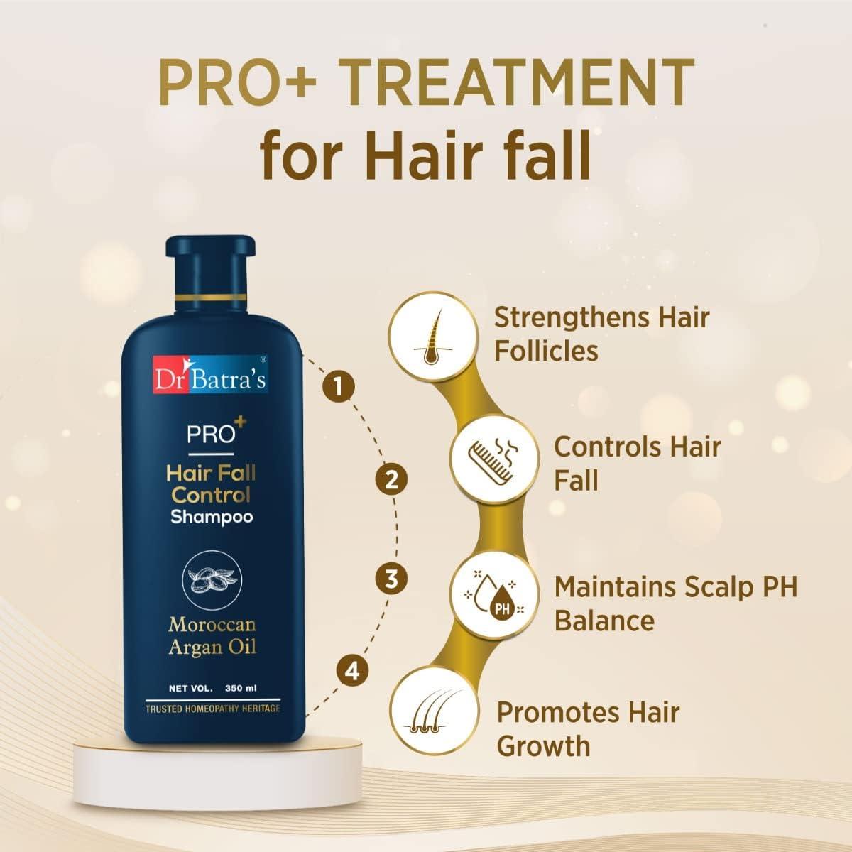 Dr Batra\'s Dr. Batras. PRO+ Hair Fall Control Shampoo - 350ml, PRO+ Conditioner 350 ml and PRO+ Hair Fall Control Oil - 200ml