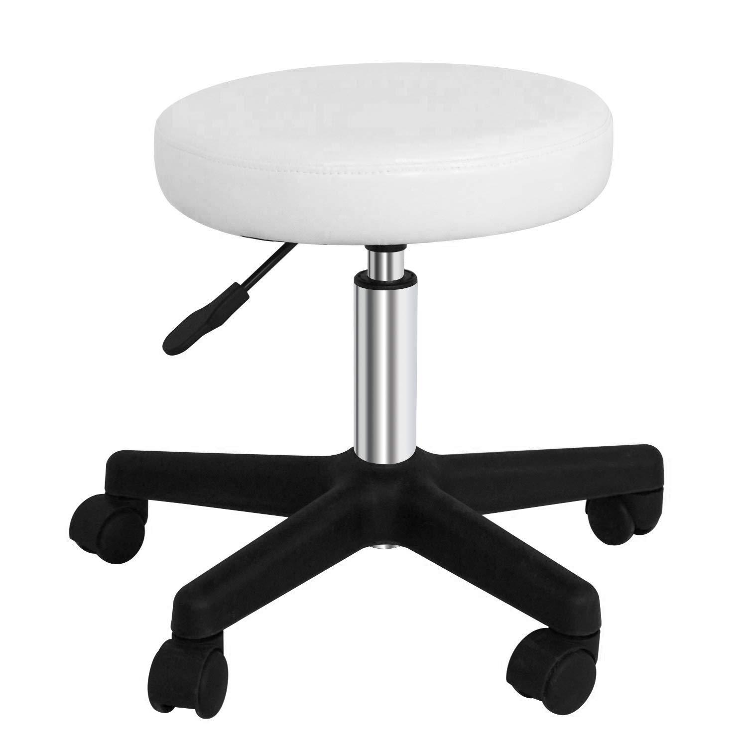 ZENY ZENY Adjustable Rolling Stool with Wheels Swivel Stool Chair Hydraulic Stool Office Stool for Beauty Salon Massage Spa Medical Tattoo Drafting, White