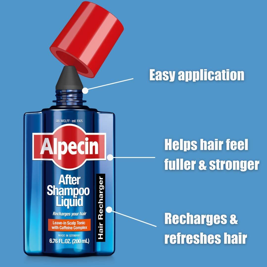 Alpecin Alpecin After Shampoo Caffeine Liquid Hair Recharger, 6.76 fl oz (Pack of 3), Scalp Tonic for Men's Thinning Hair Growth, Sulfate Free with Castor Oil