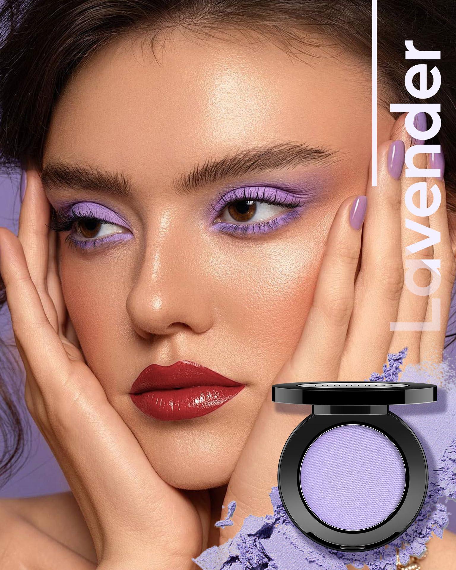 HOOMUSS HOOMUSS Single Purple Eyeshadow Matte Handmade Pressed Eyeshadow Powder Palette Long Lasting With No Creasing High Pigmented Intense Color Purple Eye Shadow (Lavender)