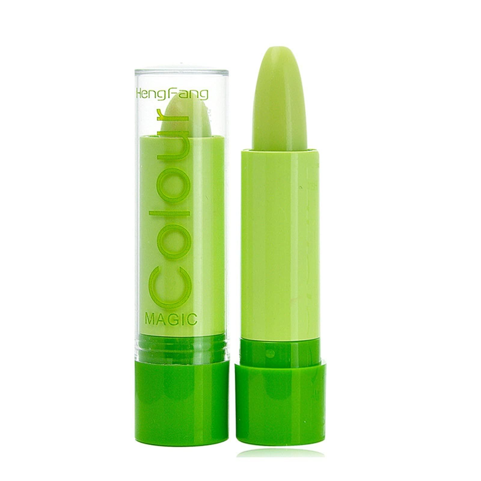 ZITIANY Clove And Hallow Lip Gloss Aloe Magic Lips Gloss Nutritious Change Long Color Balm Lasting Lip Lip Temperature Moisturizer Lipstick (Green) Watermelon Lip Balm