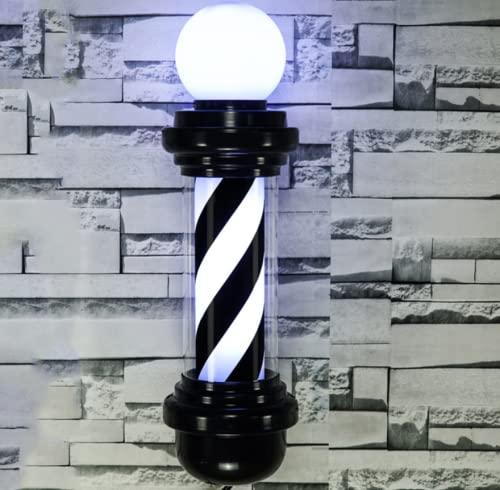 BUNGAA Barber Pole,Barber Pole Light, Vintage Sign Light Stripe Design Roating Salon Wall Hanging Light Lamp for Barber Shop,Black red (Color : Black and White)