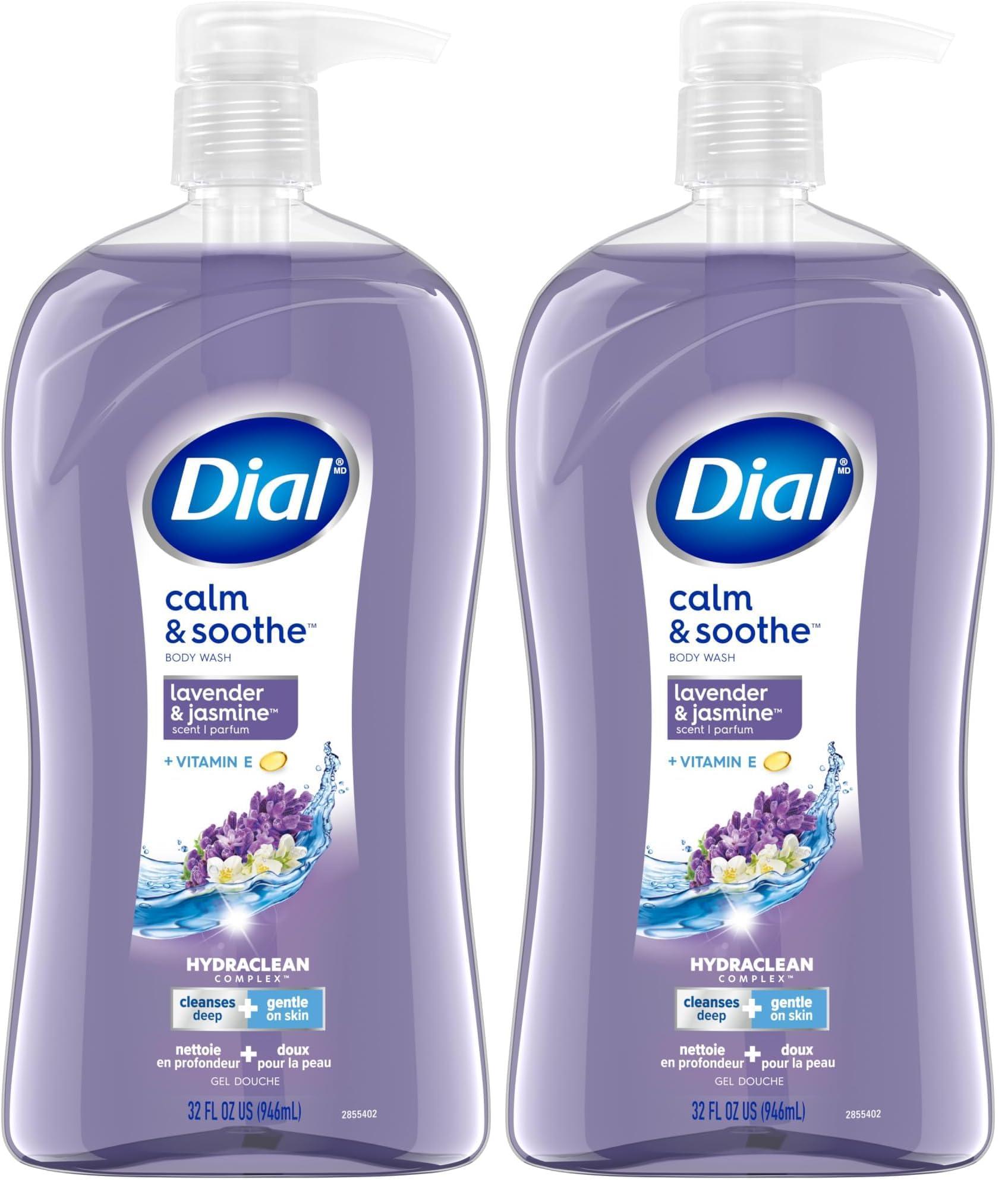 Dial Dial Body Wash, Calm & Soothe Lavender & Jasmine Scent, 32 fl oz (Pack of 2)