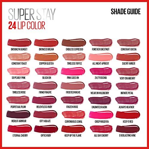 Maybelline New York Maybelline Super Stay 24, 2-Step Liquid Lipstick, Long Lasting Highly Pigmented Color with Moisturizing Balm, Merlot Armour, Red, 1 oz (Pack of 2)