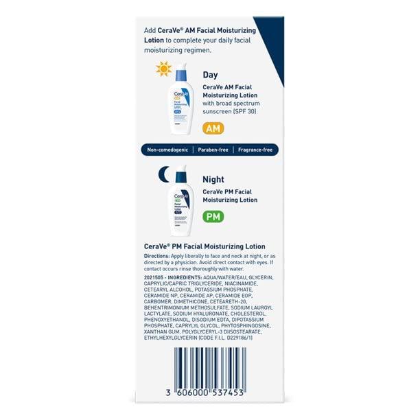 CeraVe Facial Moisturizing Lotion PM - Normal To Dry Skin CeraVe Lotion Unisex 3 oz (Pack of 2)