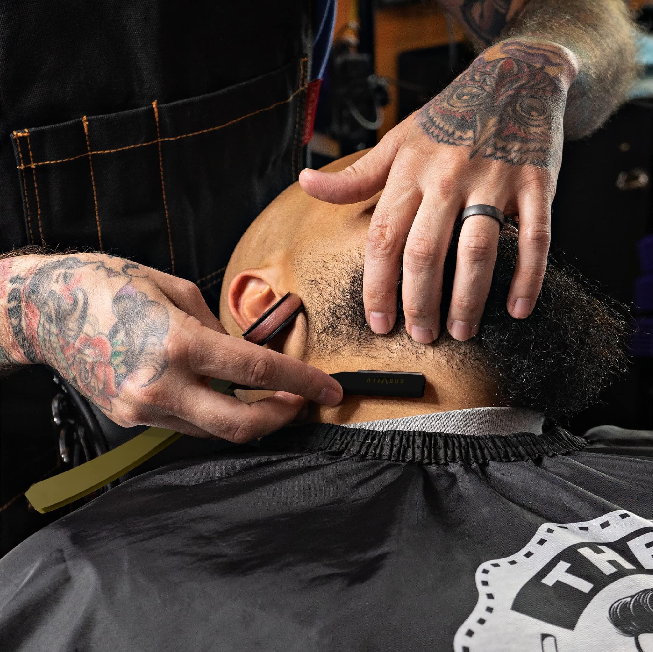 GRAVITY RAZORS Professional Straight Razor Bundle - Stainless Steel Straight Edge Razor with 20 Gravity Premium Blades (Kingsman, Dynasty)