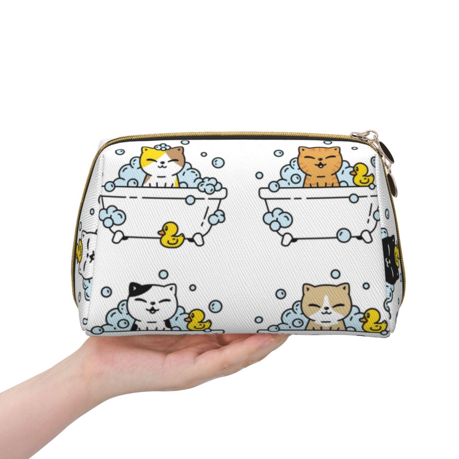 Elpwezua Elpwezua Kitten Rubber Duck Bubble Bath Makeup Bag Large Makeup Bag Zipper Pouch Travel Cosmetic Organizer For Women