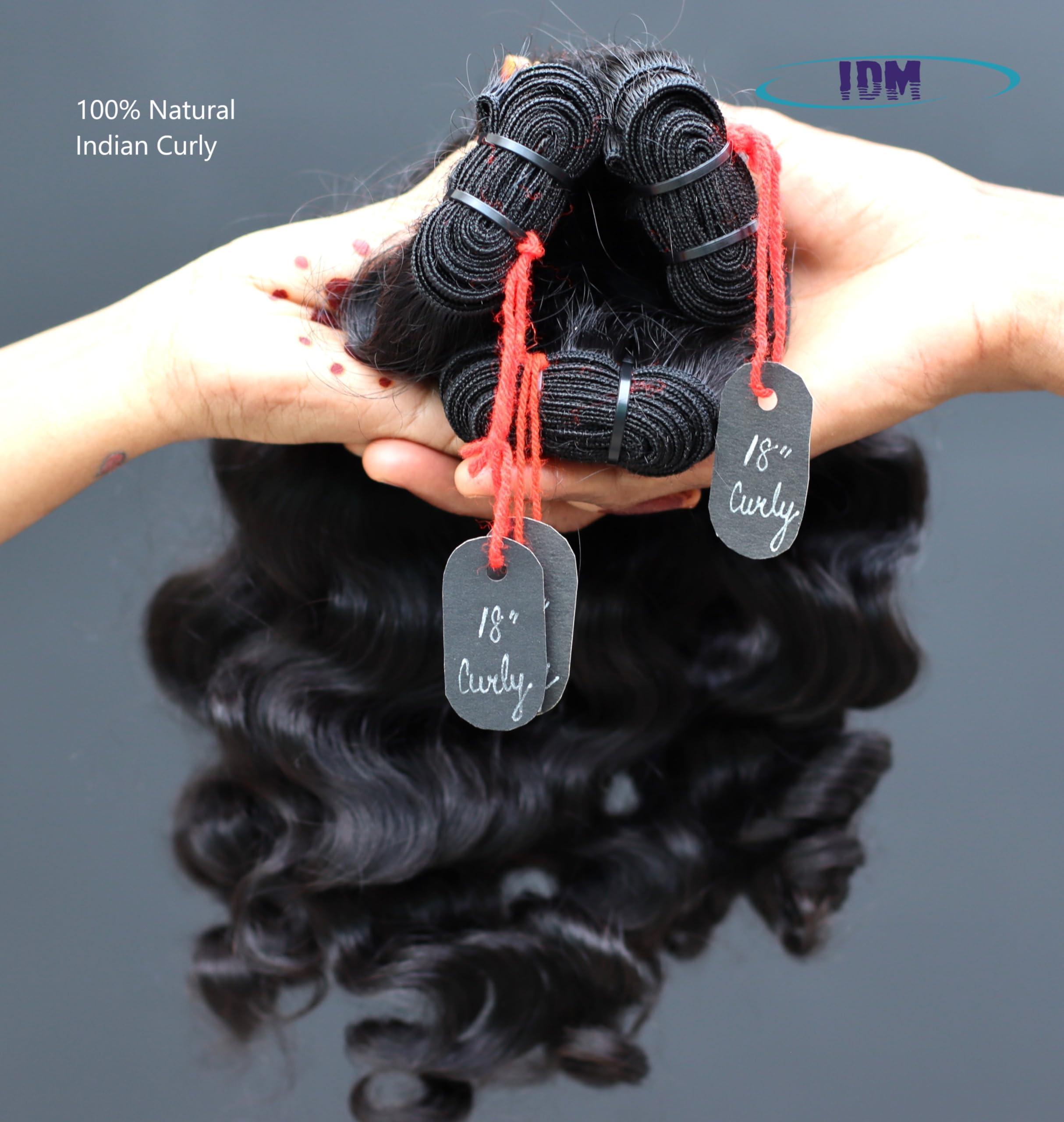 IDM INDIA IDM 14” Curly 2 bundles raw indian bundles human hair indian natural curly single donor hair