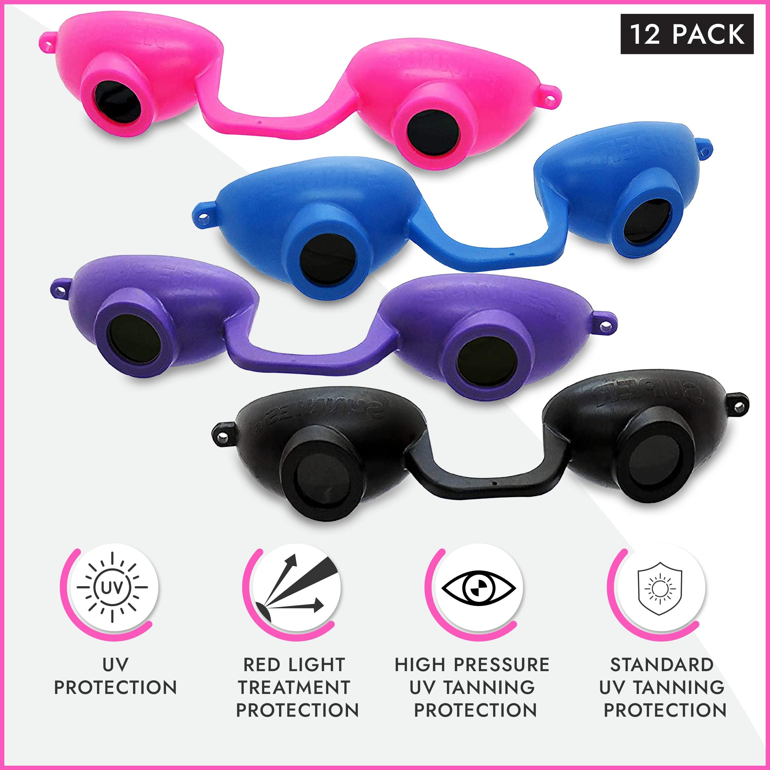 Super Sunnies Super Sunnies Tanning Goggles - 12-Pack + Strapless Econs bagged UV Eye Protection, FDA Compliant Bundle