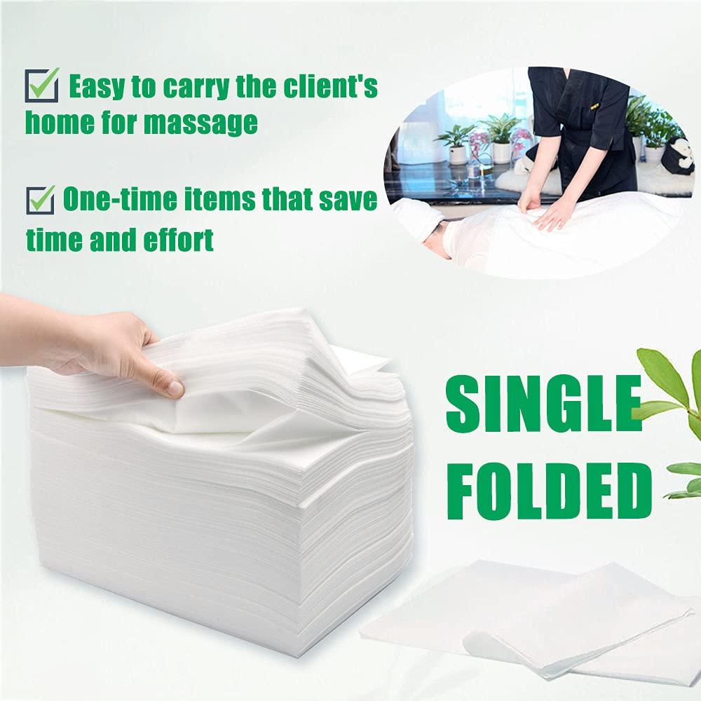 Platonee 55 Pcs Massage Table Sheets, 31.5" X 70.9" Disposable Bed Sheet Set, Waterproof Non-Woven Fabric + PE Film Large Spa Bed Cover