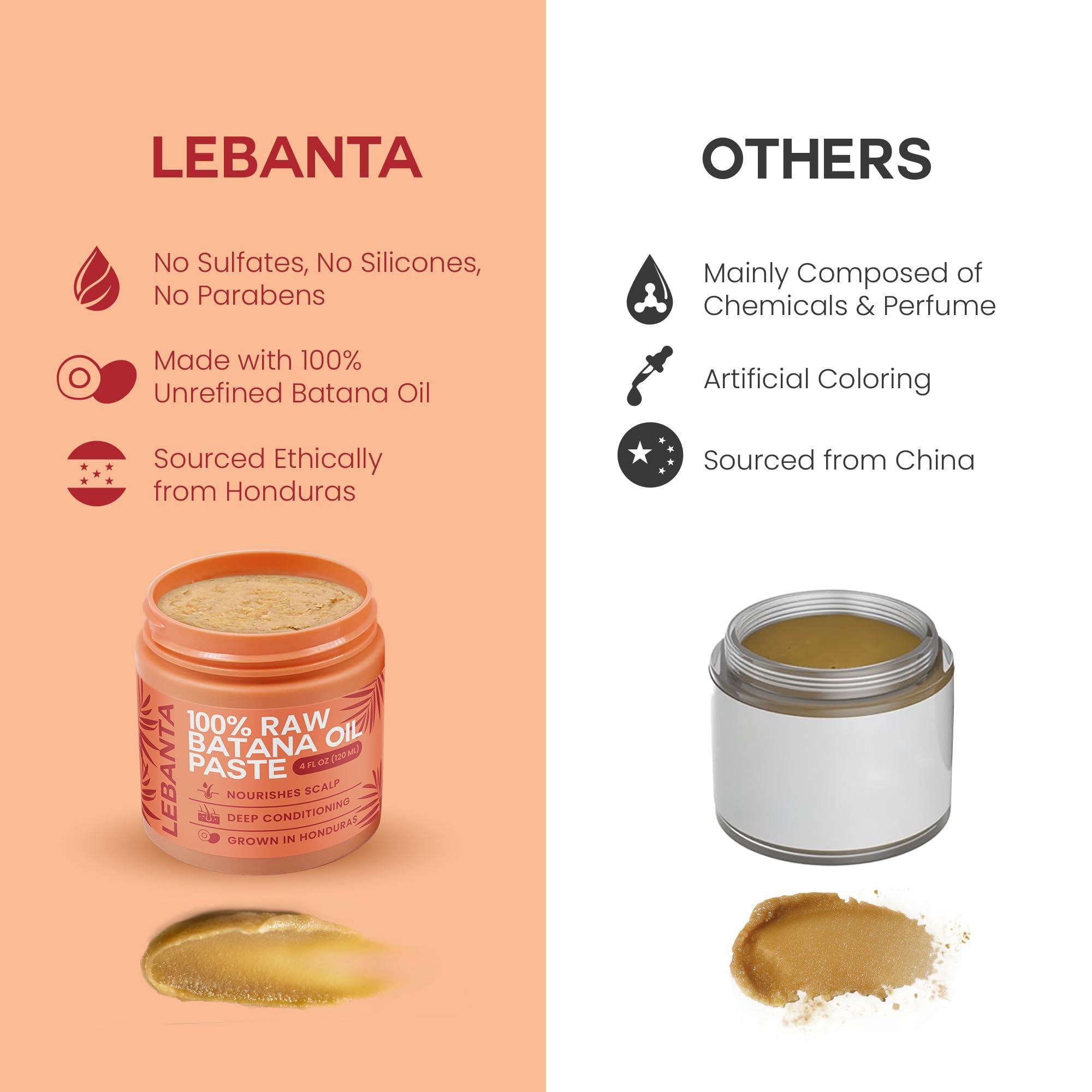 Lebanta Lebanta Raw Batana Oil for Hair Growth - 100% Pure, Organic 4oz Batana from Honduras for Thick and Strong Natural Hair - Dr. Sebi Unrefined Cold Pressed Cosmetic Scalp Mask for Men & Women (1 Pack)