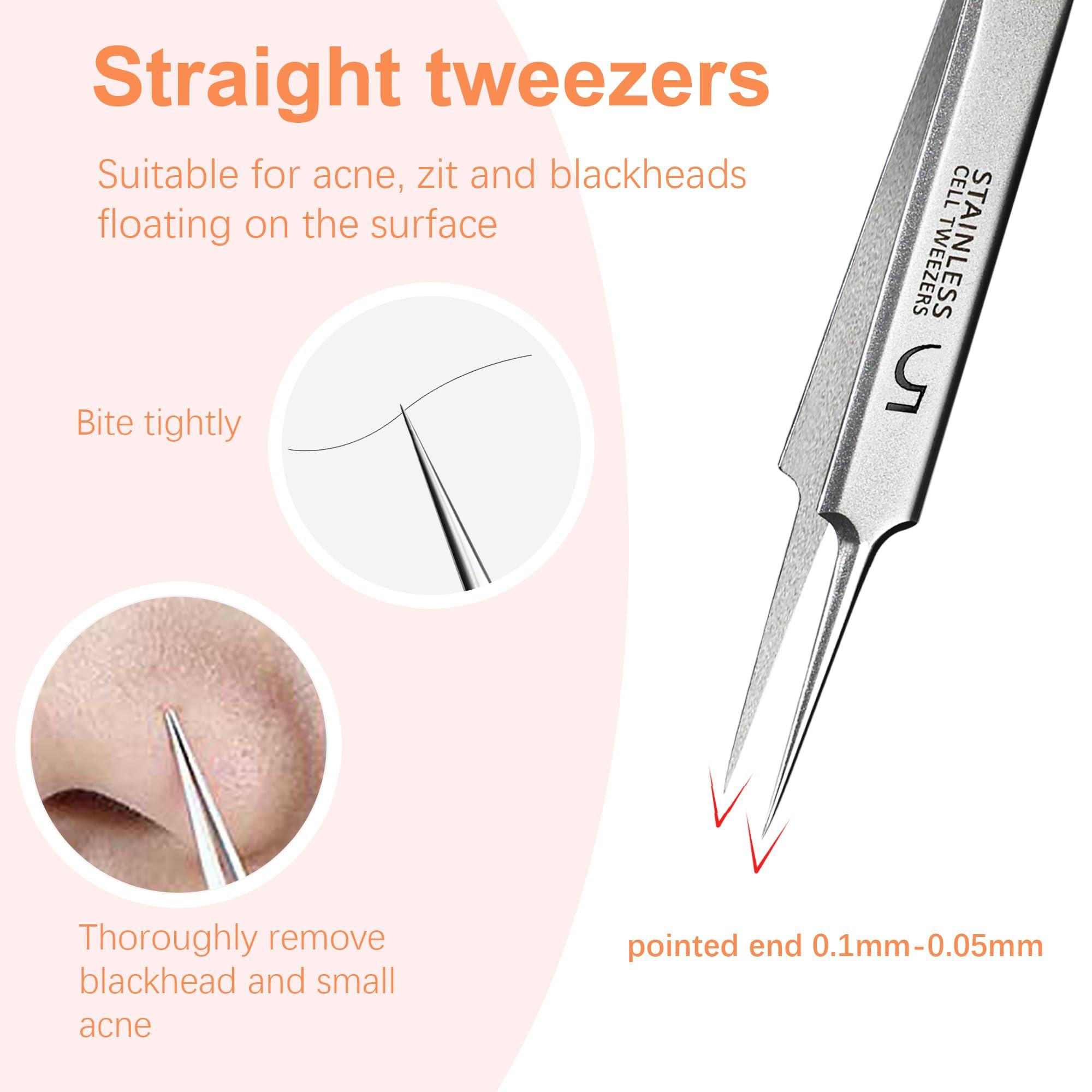 WSYUB WSYUB Professional Blackhead Tweezers,High Hard Stainless Steel Blackhead Remover Tweezers, Precision Pimple Popper Tool Kit, Blackhead Extractor