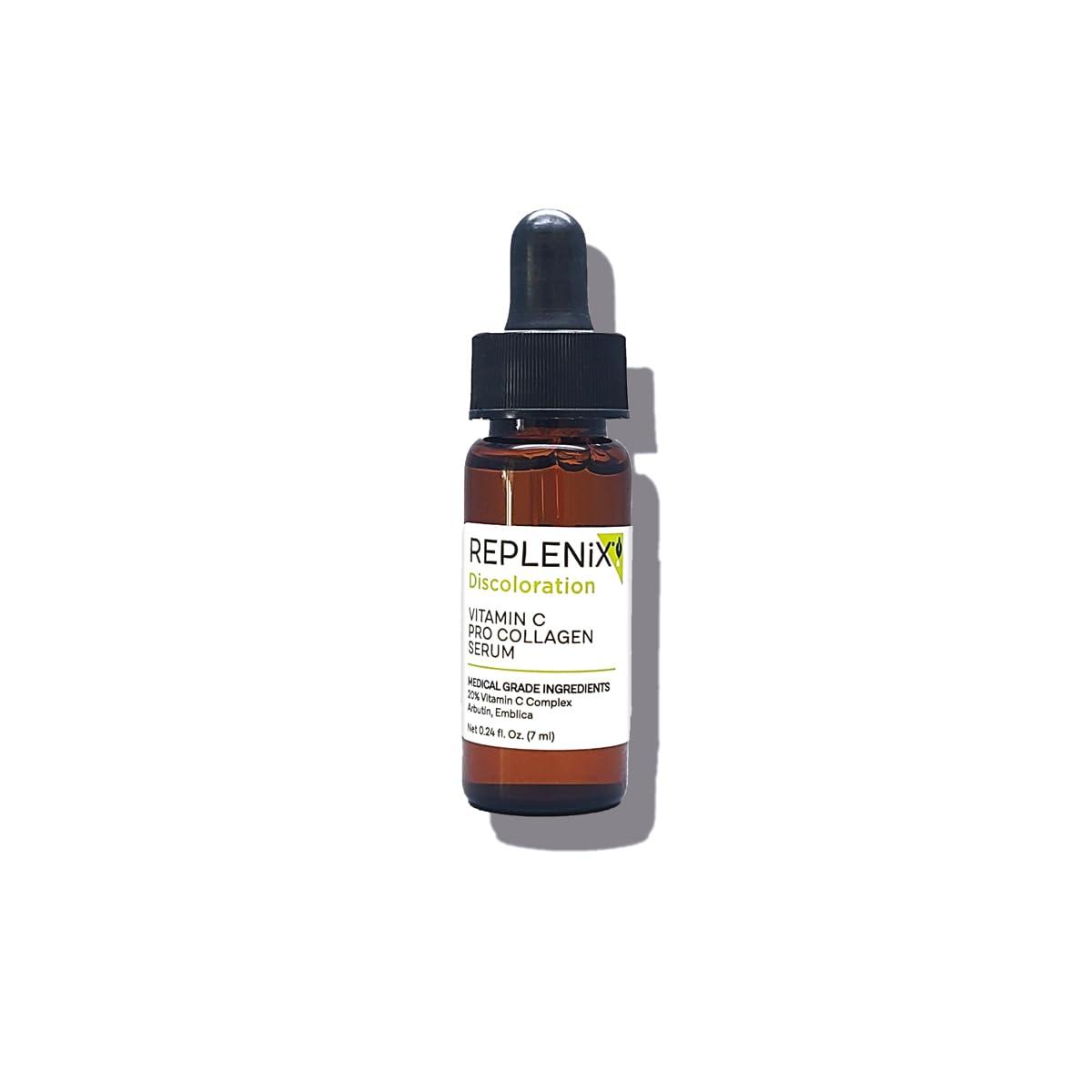 Replenix Replenix Vitamin C Pro Collagen Serum, Brightening Anti-Aging Face Treatment with Medical-Grade Antioxidants for Skin Discoloration (0.24 fl oz)