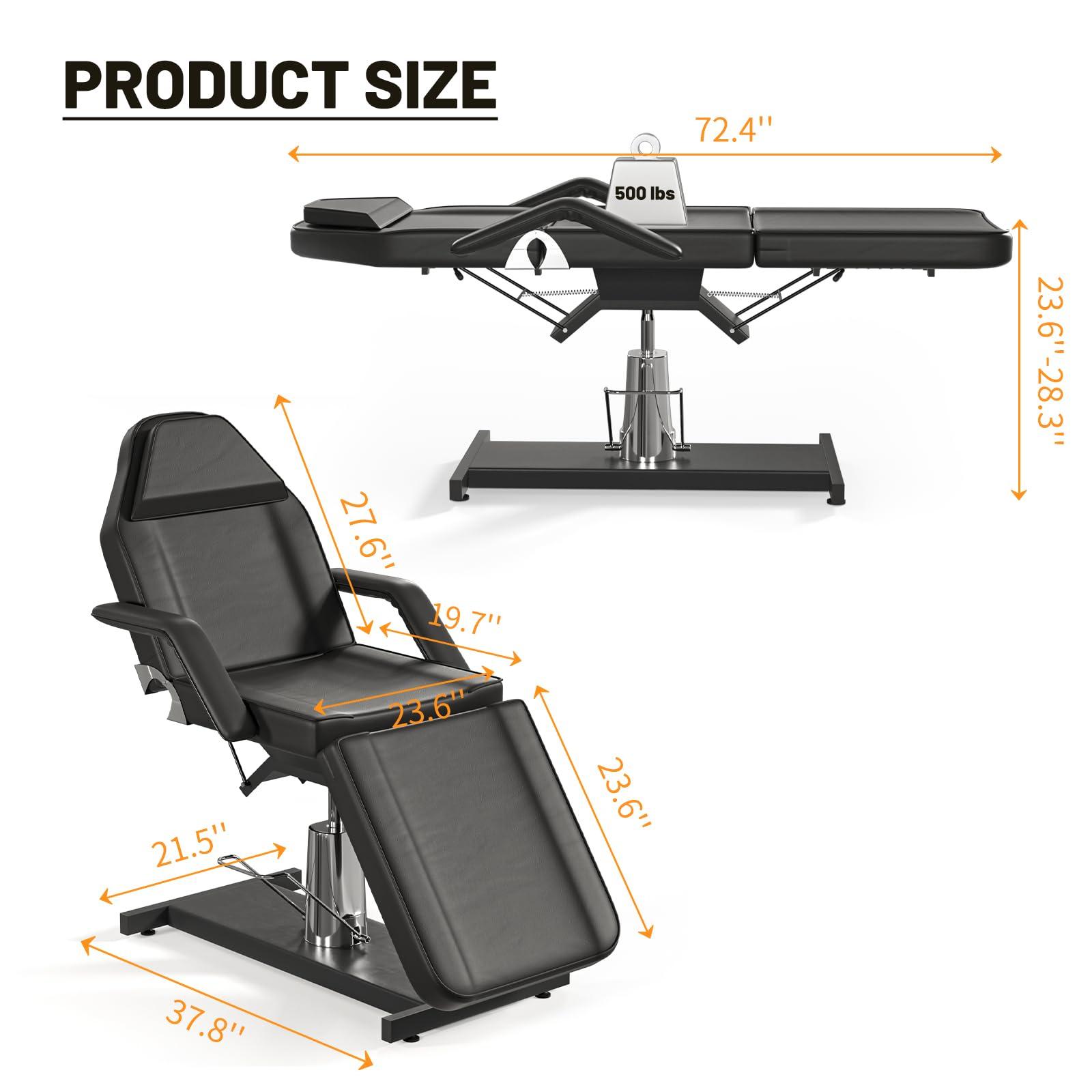 DeerDean DeerDean Hydraulic Tattoo Chair Bed for Client Facial Beds for Esthetician Chair Adjustable Facial Bed Spa Chair Massage Table Beauty Salon, Black