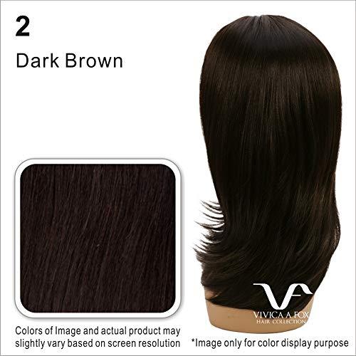 Vivica Charli-V Wig Color 2 - Vivica Fox Wigs 18\" Long Silky Straight Layers End Curves Short Bang Heat Friendly Synthetic Pur Stretch Cap Black Womens Bundle MaxWigs Hairloss Booklet
