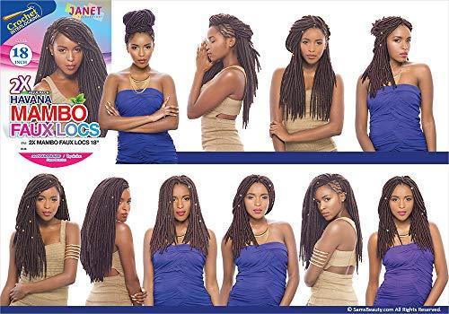 Janet Collection Janet Collection Synthetic Hair Crochet Braids 2X Havana Mambo Faux Locs 18" (4-Pack, DARK PURPLE)