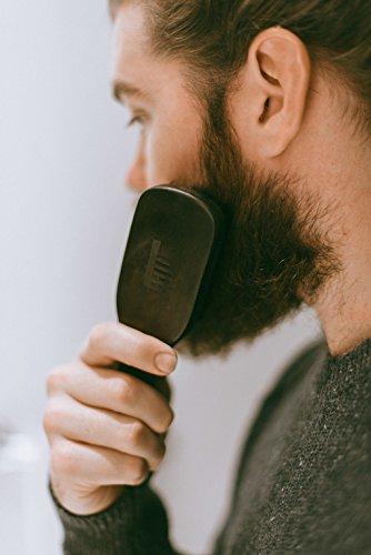 BRUSHYOURBEARDIN (TM) Beard Brush - Premium - 100% Boar Bristle - For the Modern Gentleman - Stained Hard Wood - Laser Etched Logo - Ergonomic Handle - Magnetic Carrying Case - Full or Patchy Facial Hair (Brush)