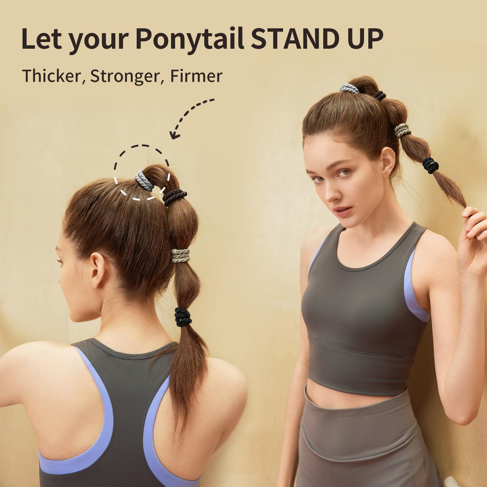 EVITA PERONI EVITA PERONI 12 Pcs Hair Ties Hair Bands for Thick and Curly Hair Ponytail Holders High Elastics No Damage No Crease Hair Accessories for Women and Girls (Black, Brown, Orange, Apricot)