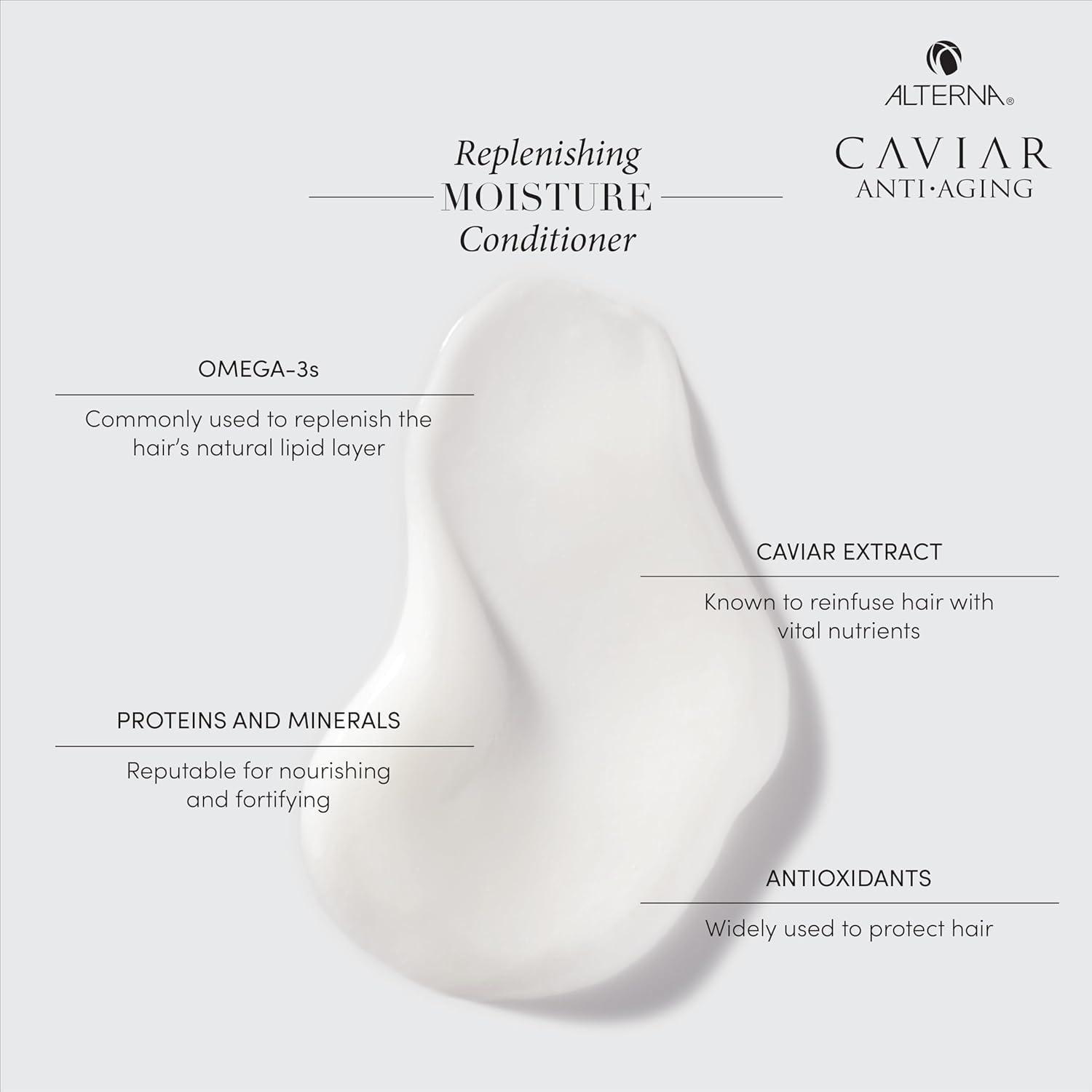 Alterna Alterna Caviar Anti-Aging Replenishing Moisture Shampoo and Conditioner Set, For Dry, Brittle Hair, Protects, Restores and Hydrates, Sulfate Free