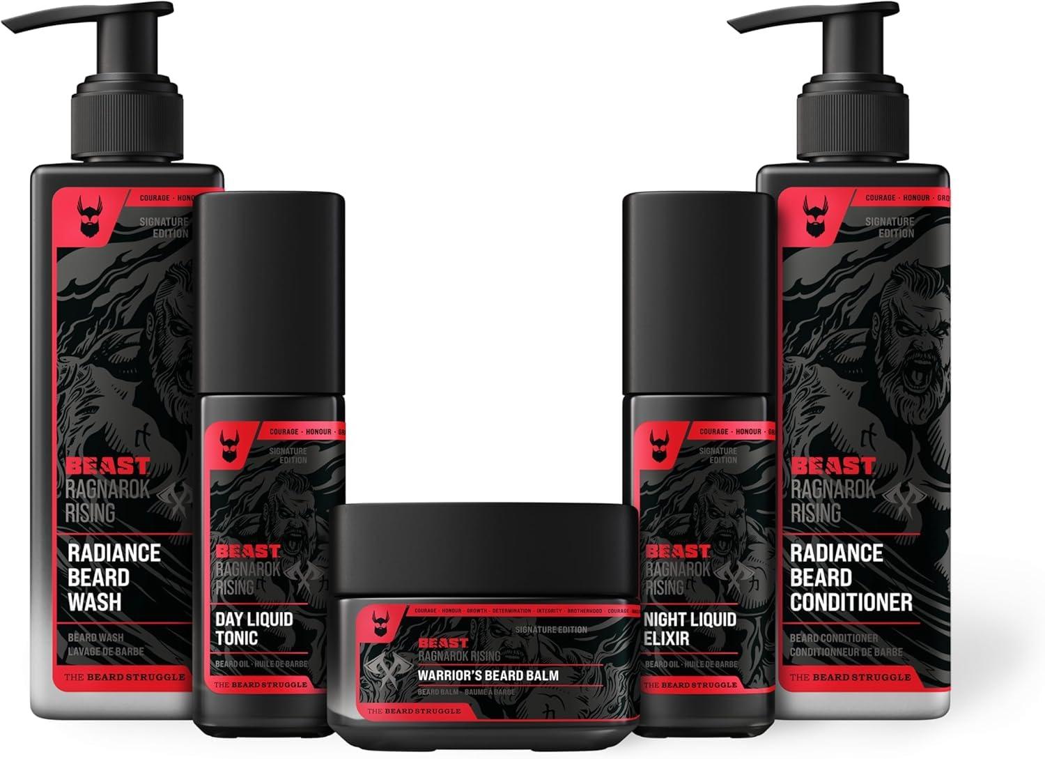 The Beard Struggle The Beast Beard Kit by Beard Struggle - Includes Beard Balm, Beard Wash, Beard Conditioner, Night & Day Beard Oil - Ragnarok Rising Eddie Hall Beast Line - Signature Edition - Beard Care Kit for Men