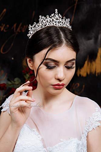 Barode Barode Bridal Wedding Crowns and Tiaras Crystal Bride Queen Crowns Rhinestone Headband Wedding Hair Accessories for Women and Girls (Silver)