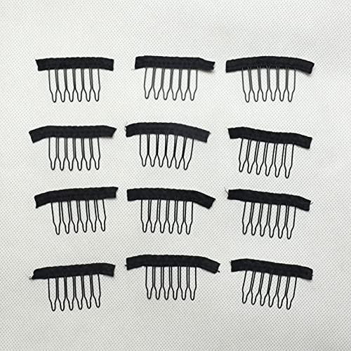 Jozlynn Jozlynn 12pcs Wig Combs for Making Wig,6 Teeth Wig Clips Stell Tooth For Hairpiece Caps DIY (12 pcs, Black)