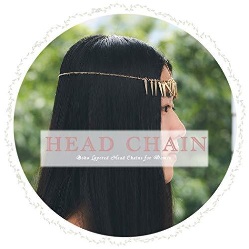 Urieo Urieo Bohemian Head Chain Jewelry Gold Tassels Forehead Chain Halloween Bridal Wedding Headband Headpiece for Women and Girls