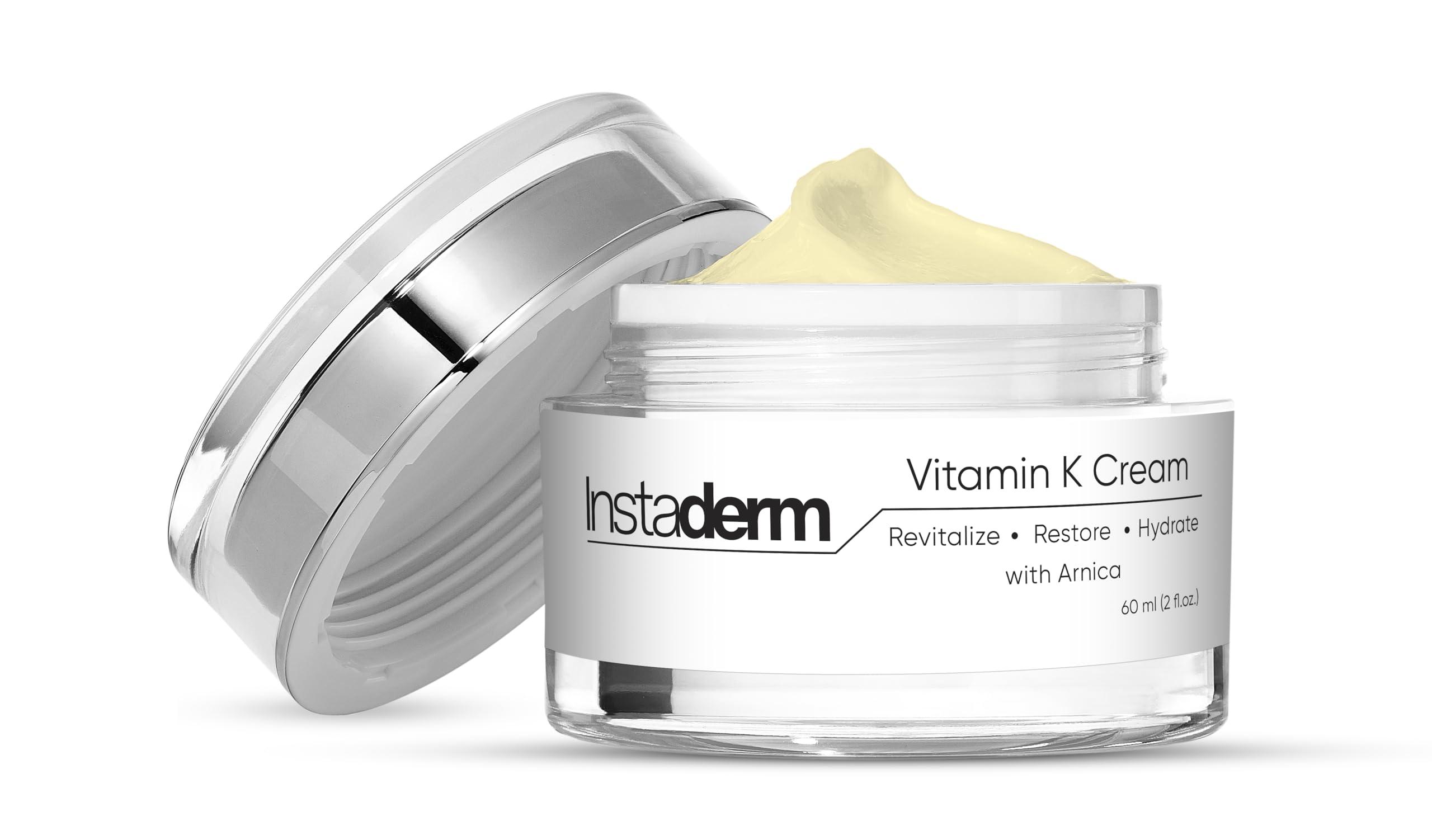 Instaderm Instaderm Vitamin K Cream- Bruise Healing Formula with Arnica. Dark Spot Moisturizer for Bruising, Spider Veins & Broken Capillaries. Repair Under Eye Dark Circles, & Puffiness.