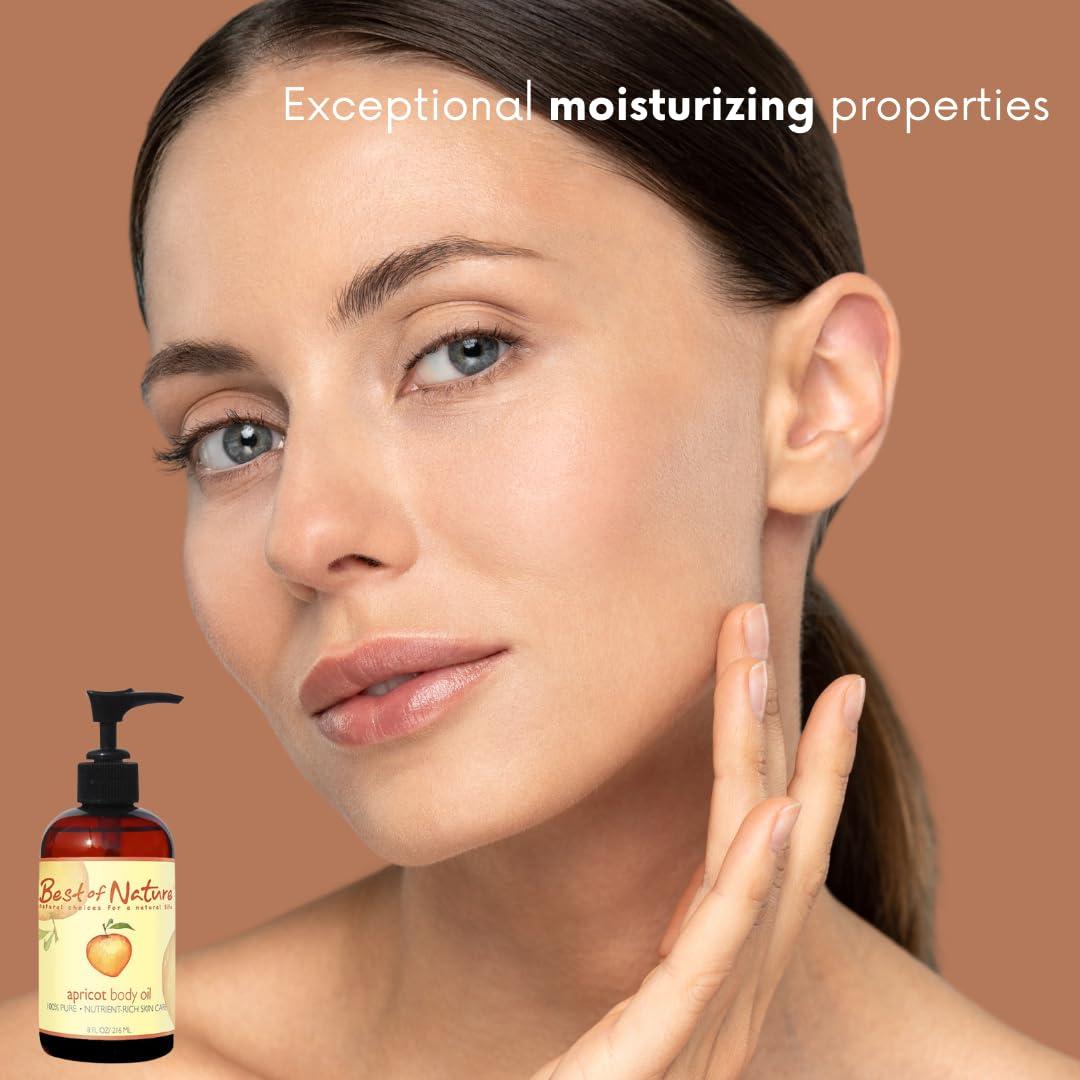 Best of Nature Best of Nature 100% Pure Apricot Oil Lightweight Massage & Body Oil, Unscented Moisturizer for Hair, Skin, Face, Ideal Carrier Oil for Essential Oils, 8 fl oz
