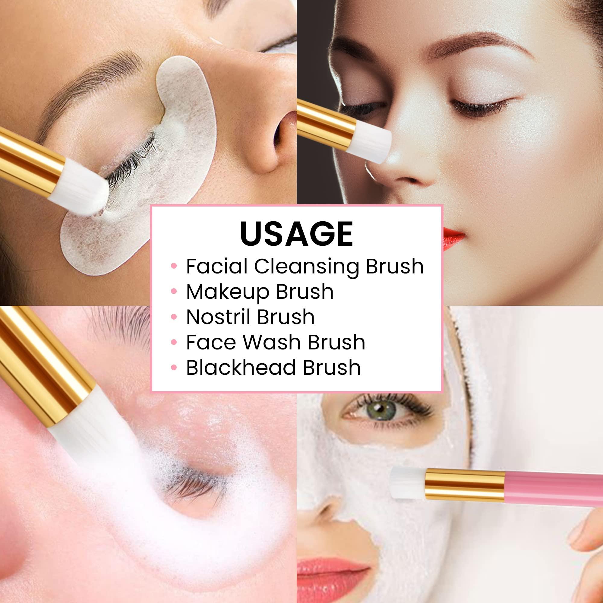 CL CAMILLASH 60 PCS Lash Shampoo Brush - Lash Bath Wash Nose Pore Deep Cleaning Brushes, Eyelash Extensions Peel Off Blackhead Brush Remover Salon Tool, Lash Brushes for Cleansing (Pink)