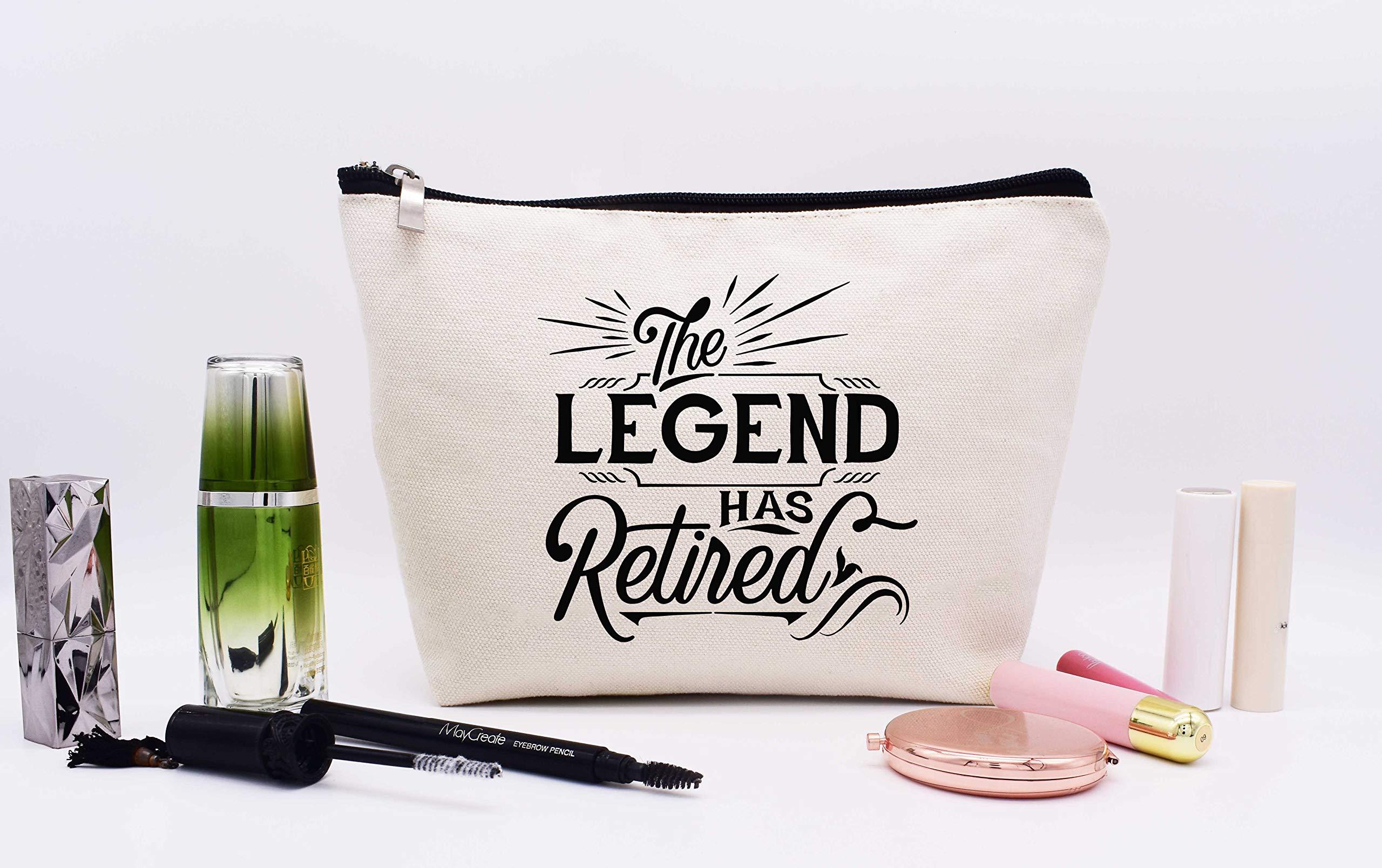 LIBIHUA The Legend Has Retired - Funny Retirement Gifts for Women,Coworker,Sister,Colleague,Mom,Aunt,Grandmother, Boss,Best Friends,Teachers,Nurses,Retiree - Makeup Bag Cosmetic Bag Travel Pouch Gift for Her