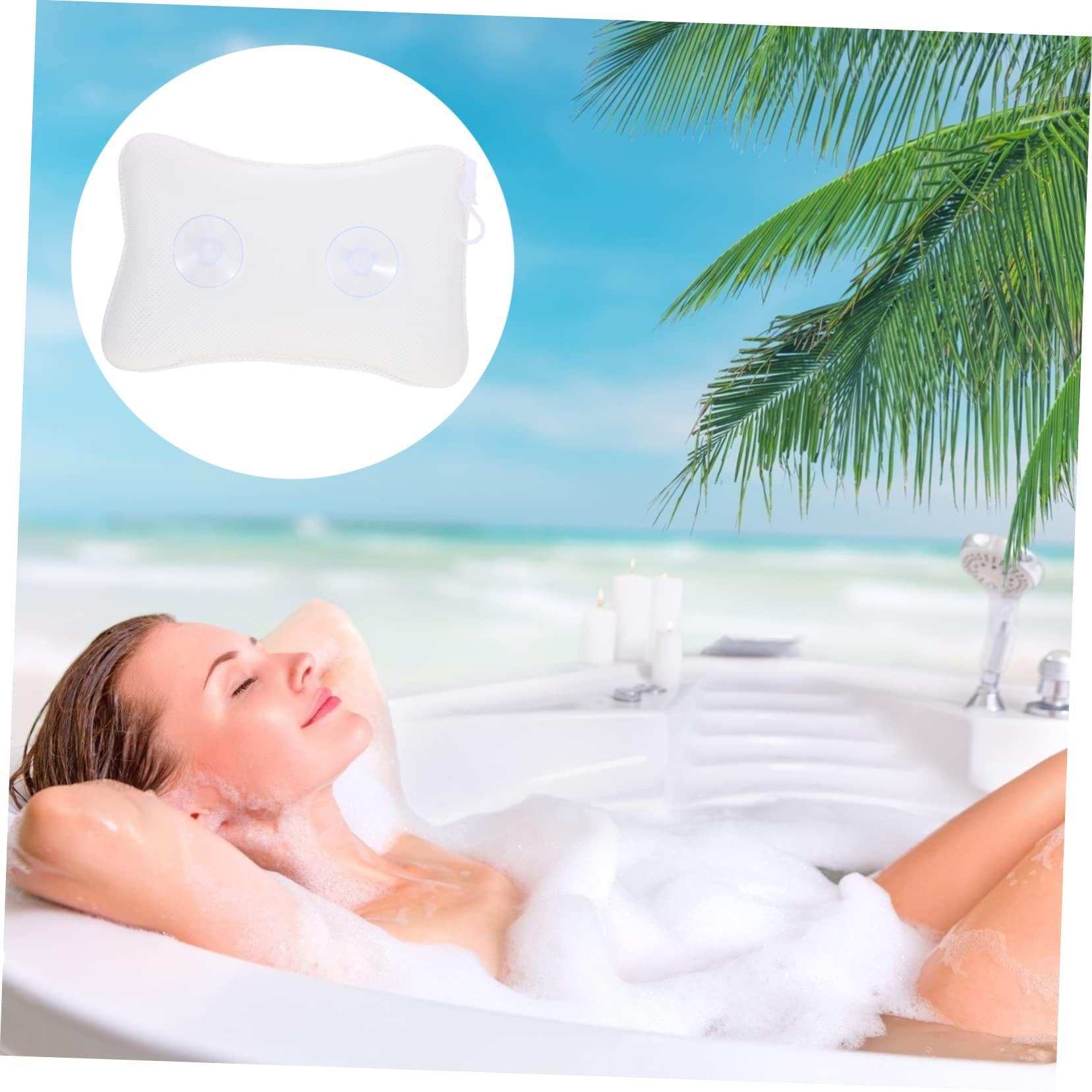 Housoutil Housoutil 3 Pcs Bathtub Suction Cup Headrest Bath Cushion Bath Accessories Inflatable Pool Portable Bath Pillows for Tub Bath Pillow for Bathtub Support Neck Mattress White Polyester Mesh