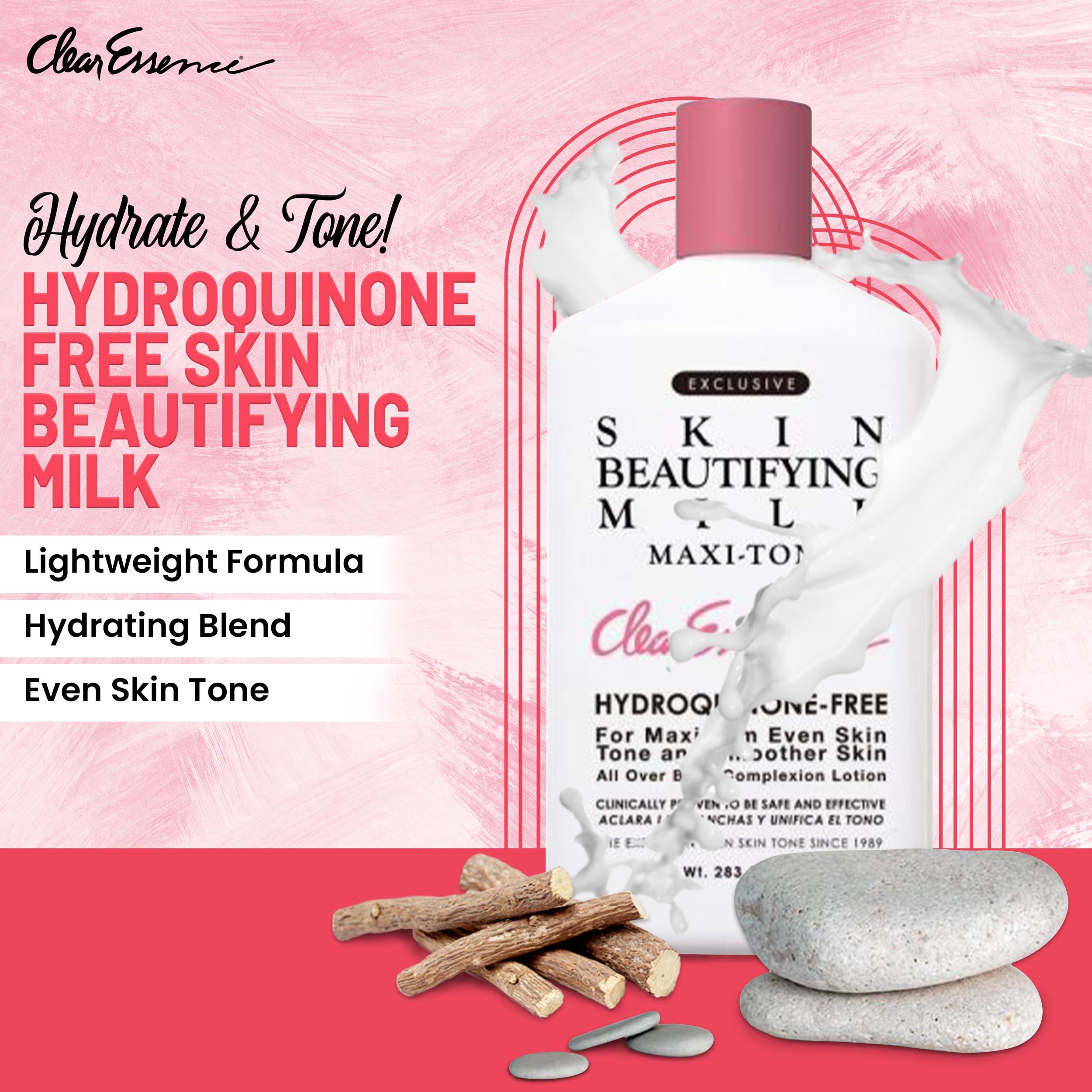 Clear Essence Clear Essence Exclusive Skin Beautifying Milk Hydroquinone-Free Maxi-tone Lotion - Skin Lotion for Hydrating Dry Skin - Hydrating Lotion to Hydrate Skin with Shine - (10.0 Oz.)