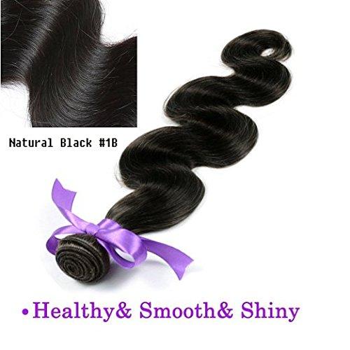 uSTAR 28-Inch Virgin Remy Peruvian Body Wave Hair Extensions - Unprocessed Peruvian Wavy Hair Weave Bundle, Natural Off Black Color